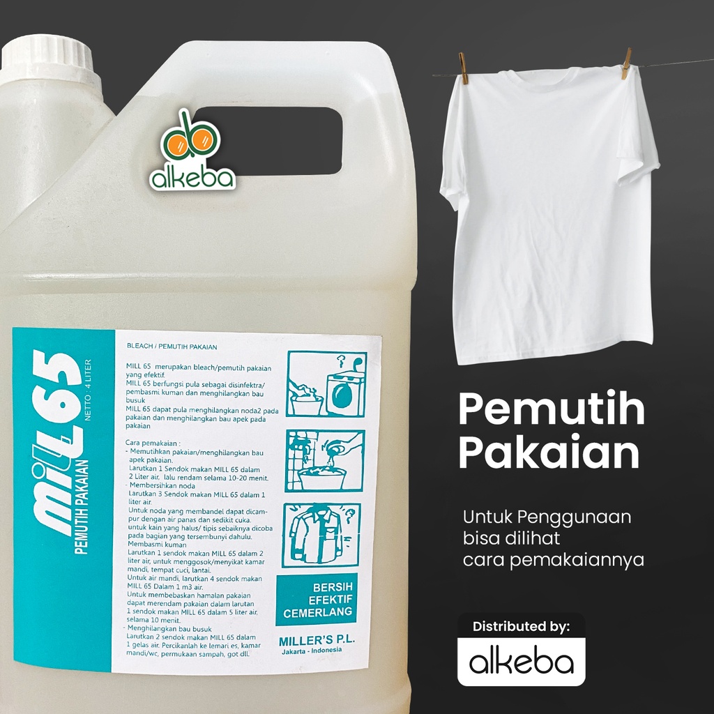 MILL 65 BLEACH PEMUTIH PAKAIAN 4 LITER