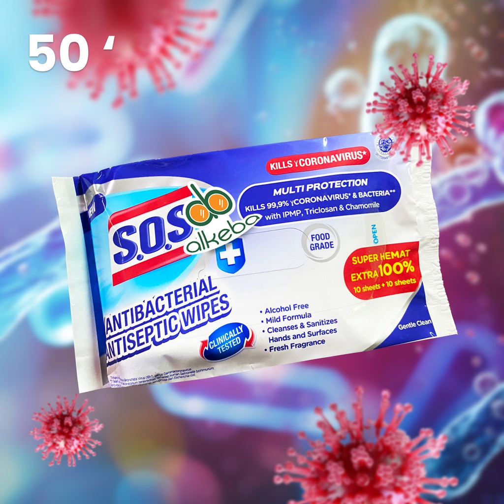 SOS WIPES ANTI BACTERIAL 50'S