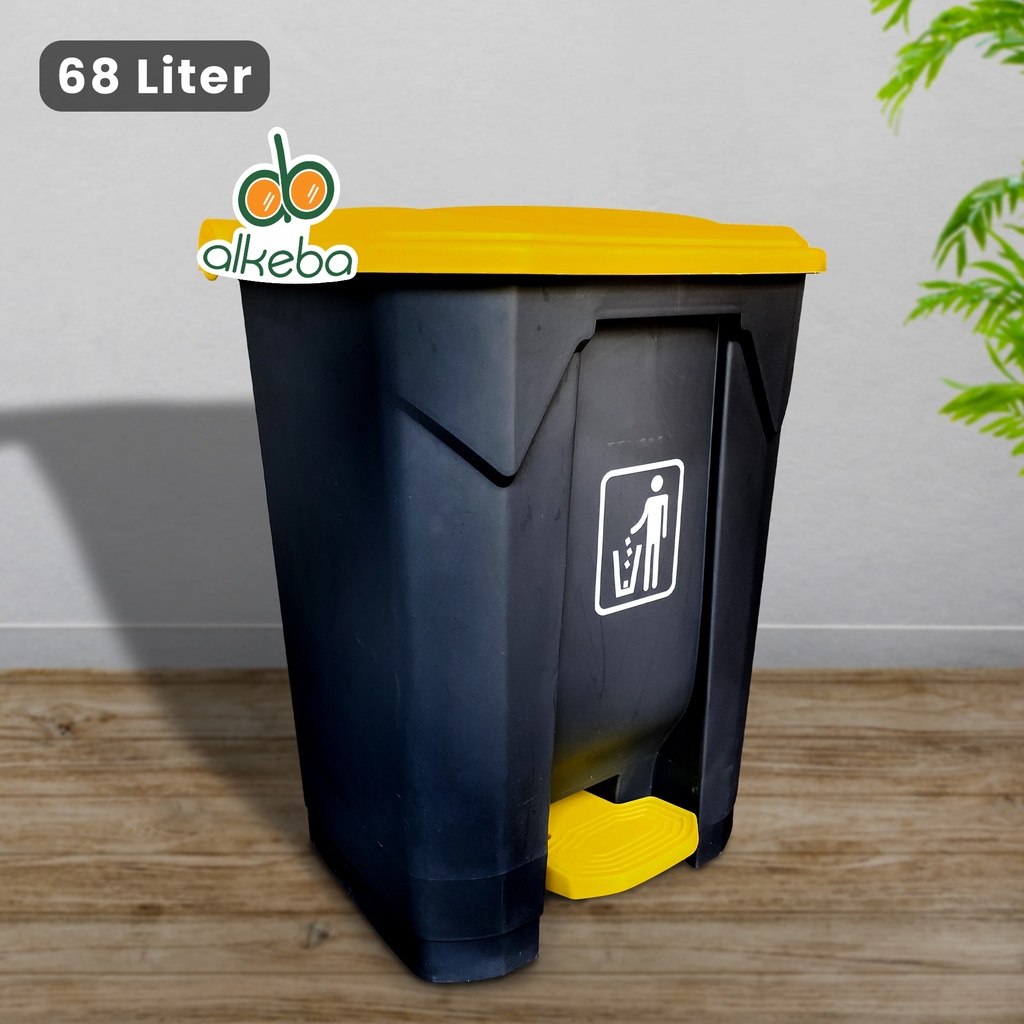 TEMPAT SAMPAH INJAK IMPORT 68 L B2-010C ABU KUNING