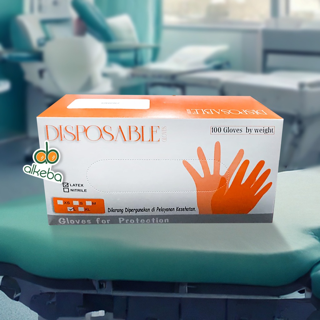 SARUNG TANGAN LATEX DISPOSABLE GLOVES 100 PCS