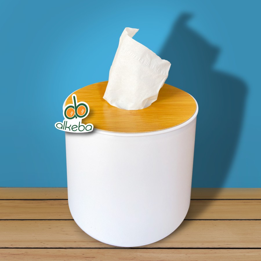 DISPENSER TISSUE ROLL KECIL BULAT MEJA MOTIF KAYU