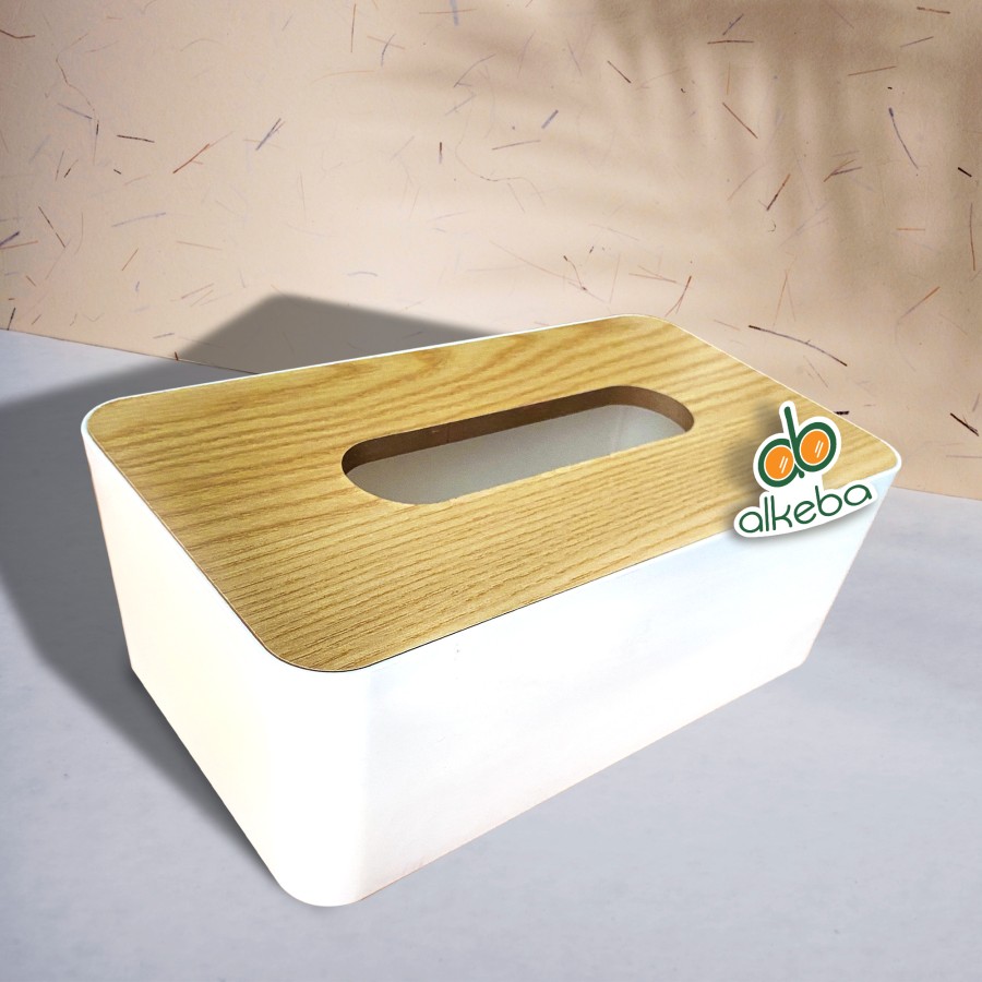 DISPENSER TISSUE FACIAL MEJA MOTIF KAYU PUTIH