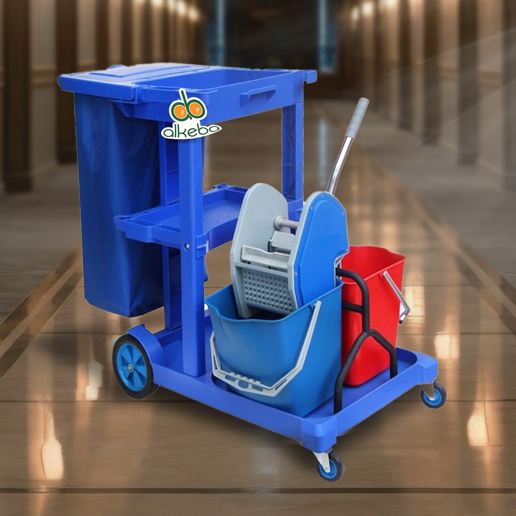 JANITOR CART WITH DOUBLE BUCKET D-11C BLUE
