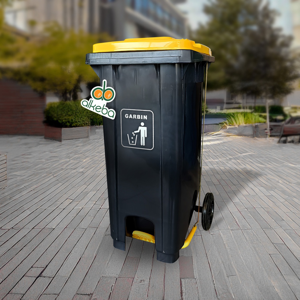 DUST BIN 120 LITER WITH PEDAL HITAM KUNING