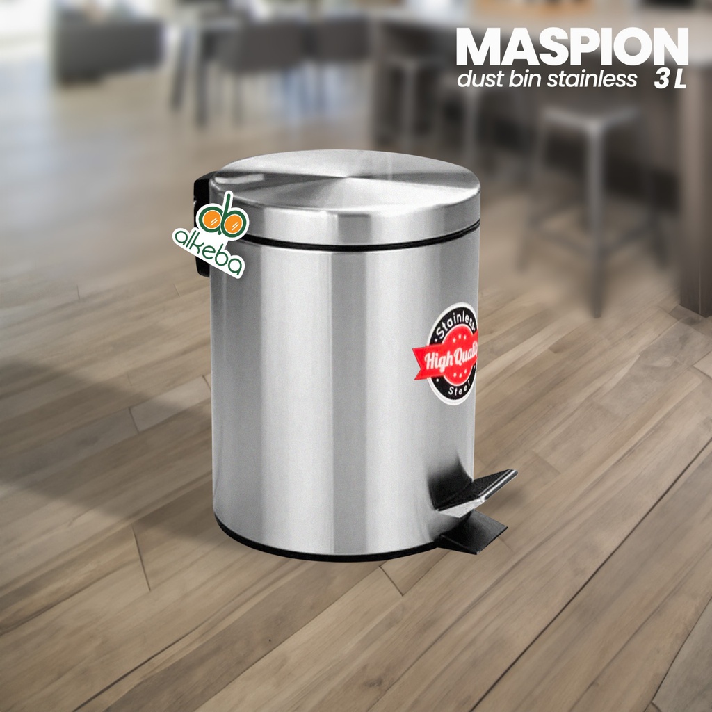 MASPION DUST BIN STAINLESS 3 LITER