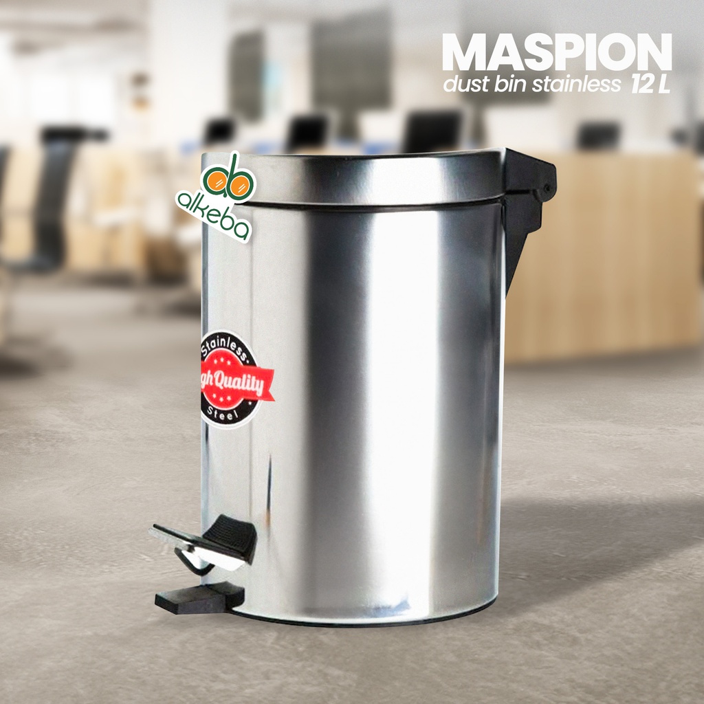 MASPION DUST BIN STAINLESS 12 LITER