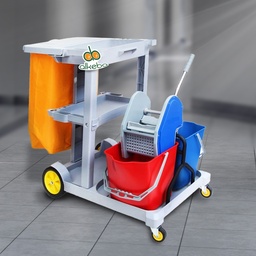 [9JNT-D11CG] JANITOR CART WITH DOUBLE BUCKET D-11C GREY